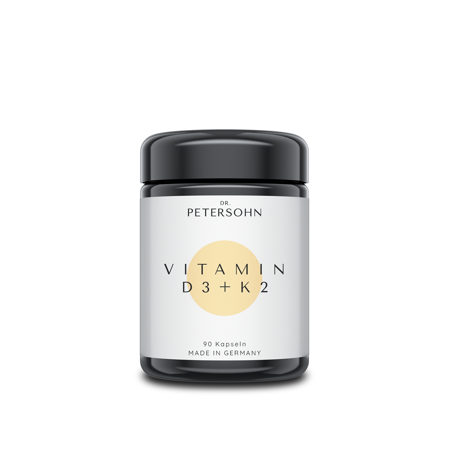 Vitamin D3 + K2 von Dr. Petersohn Glasverpackung schwarz