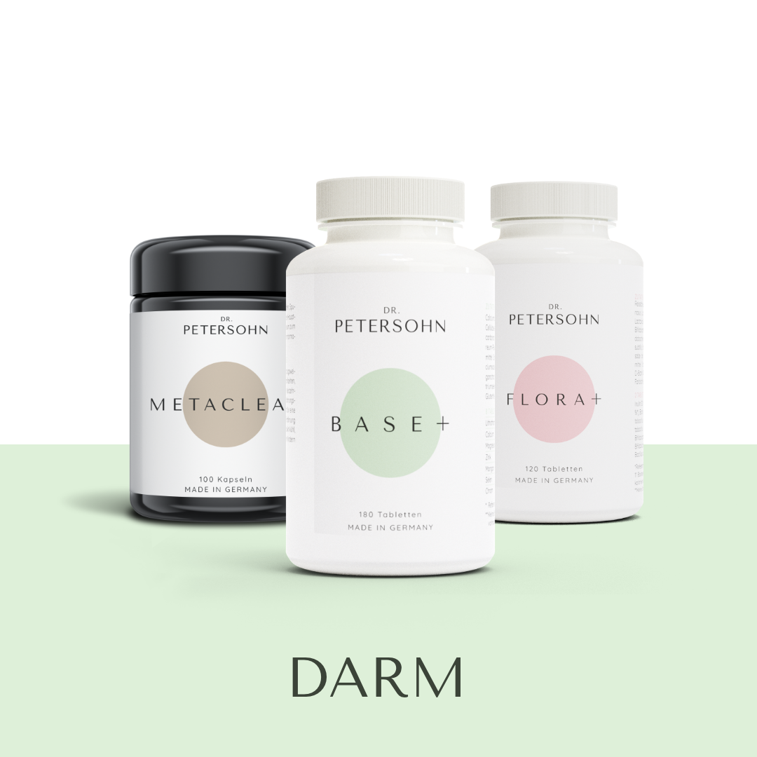 Produktpaket DARM von Dr. Petersohn, bestehend aus: METACLEAR - BASE+ - FLORA+