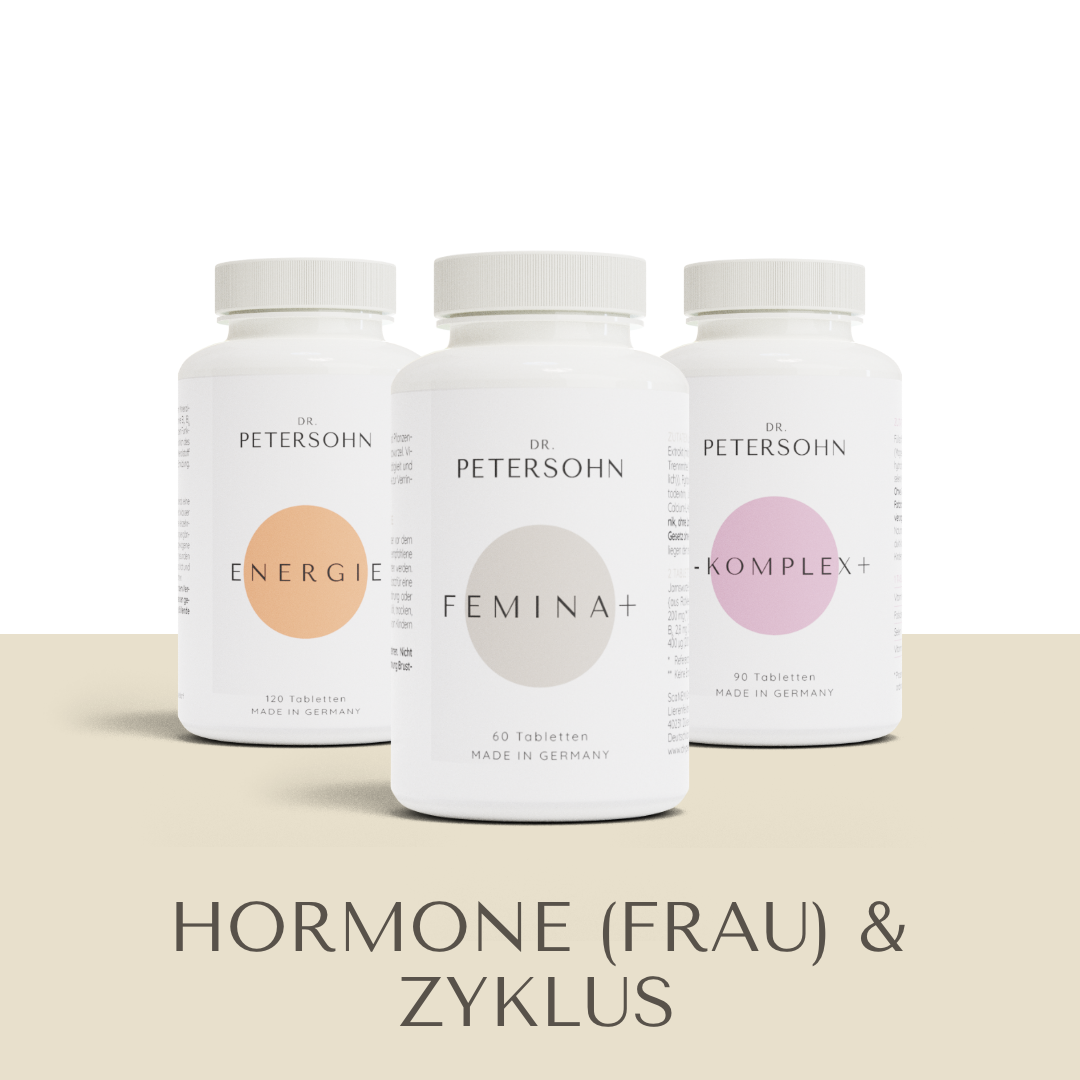 Produktpaket HORMONE & ZYKLUS von Dr. Petersohn, bestehend aus: ENERGIE - FEMINA+ - B-KOMPLEX+