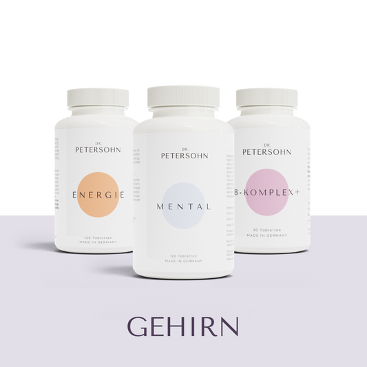 Produktpaket GEHIRN von Dr. Petersohn, bestehend aus: ENERGIE - MENTAL - B-KOMPLEX+