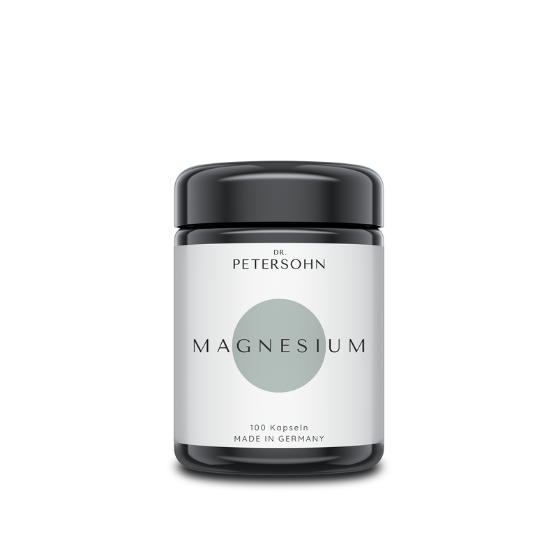 Magnesium von Dr. Petersohn Glasverpackung schwarz