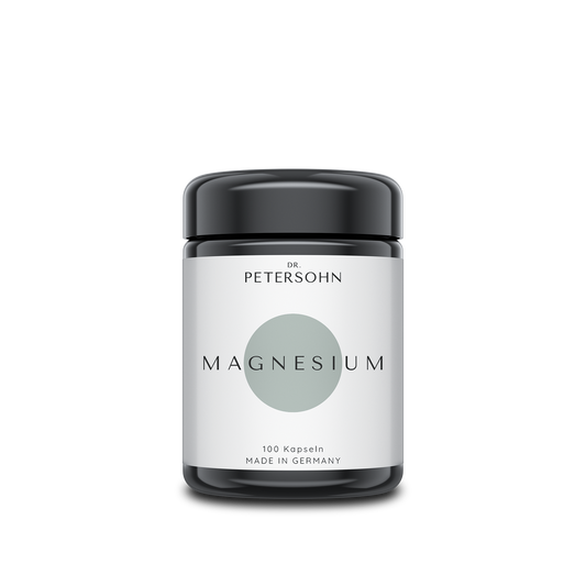 Magnesium von Dr. Petersohn Glasverpackung schwarz